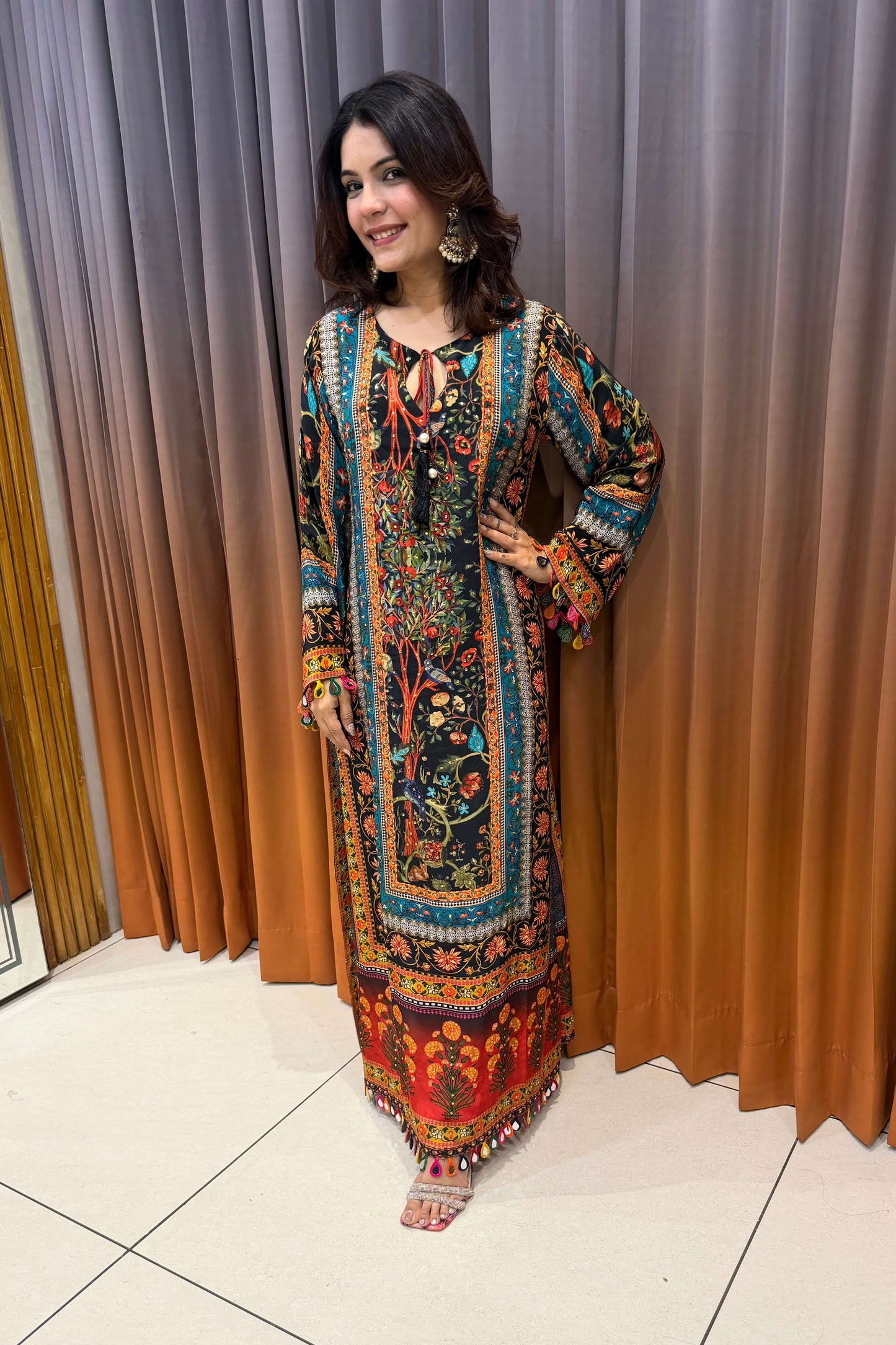 LONG FITED DESIGNER DRESS (15487)