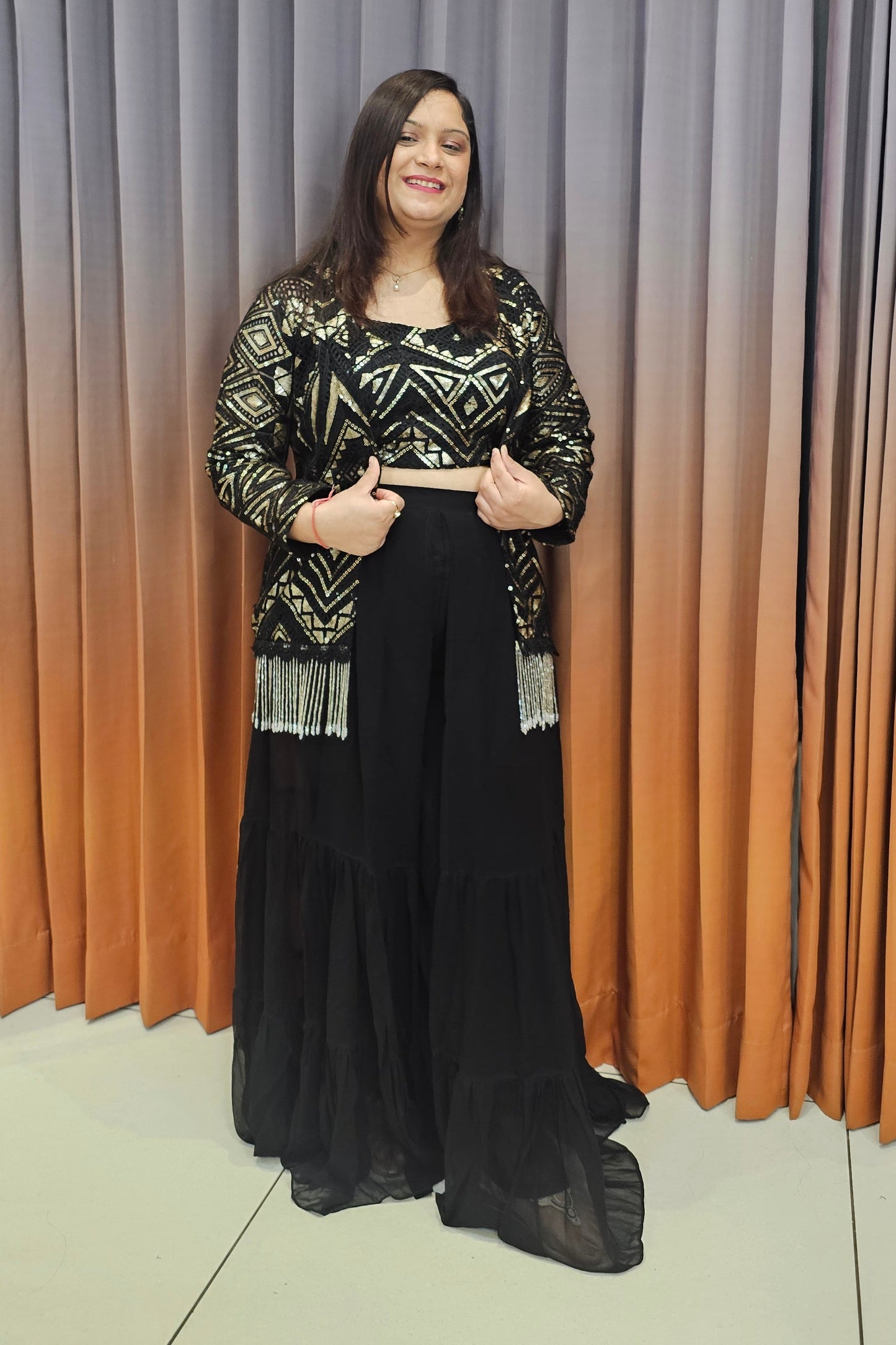 SMOKE BLACK INDO-WESTERN SET (15005)