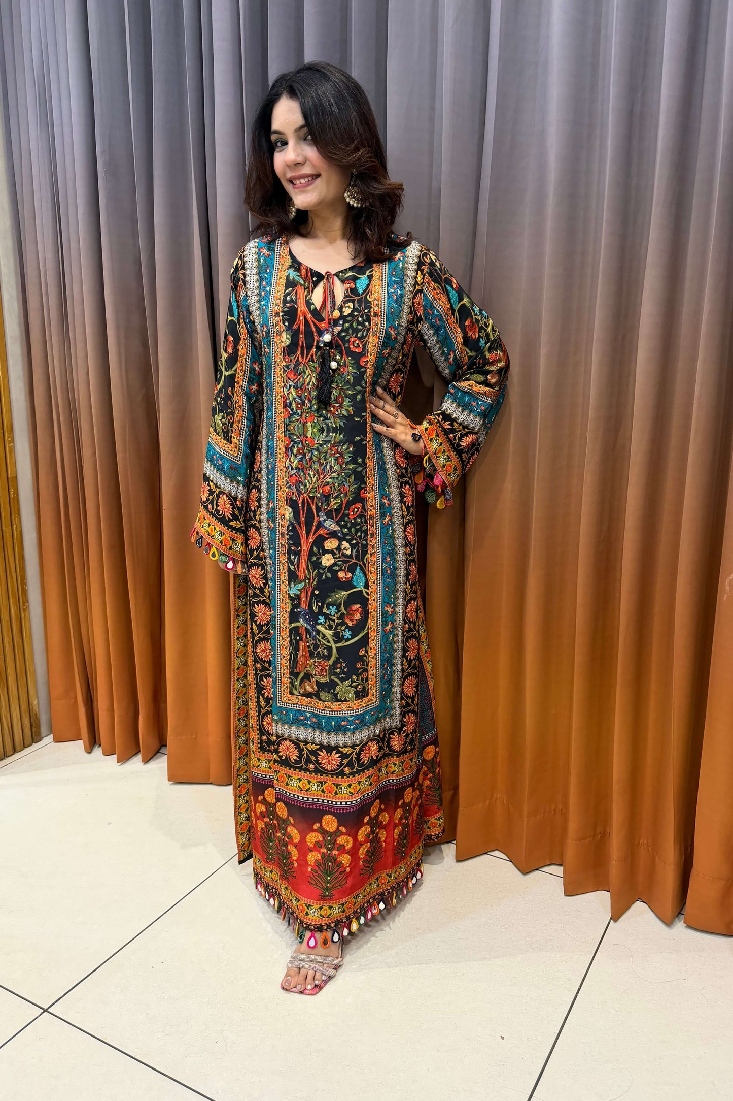 LONG FITED DESIGNER DRESS (15487)